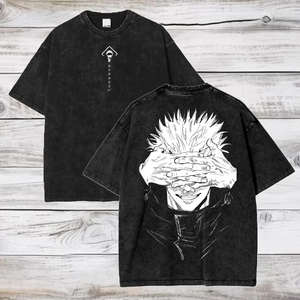 Camiseta Gojo Satoru Jujutsu Kaisen para hombre y mujer, Camiseta de algodón lavado, ropa de verano, camisetas de manga corta de gran tamaño, ropa de calle - Product Image 2
