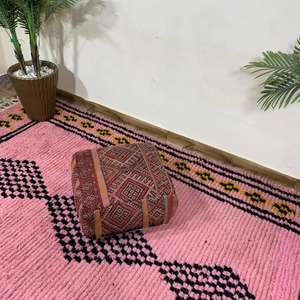 Moroccan Leather Pouf Handmade Ottoman Footstool Traditional Handcrafted <b>Pouffe</b> Home Decor Boho Ottoman <b>Seat</b> Living Roo - Product Image 1