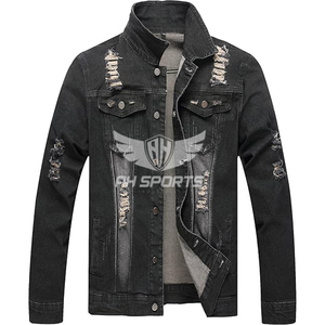 Fashionable Winter Coats for Men Ripped Vintage Denim Jean Jackets, Slim Fit Streetwear Windbreakers, and Casual Winter Jackets - Product Image 2