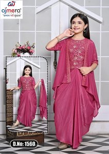 Conjunto de Vestido Suave con Bordado Floral para Niñas Ajmera Fashion, Falda de Gasa de Manga Corta, Logotipo Personalizado, Ropa Elegante para Fiestas Infantiles - Product Image 2