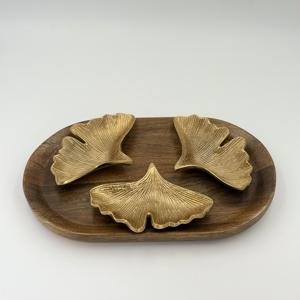 Bol de service pour fruits secs en forme de feuille avec plateau, design moderne de haute qualité, bol de service de table, couleur dorée, bol en métal - Product Image 5