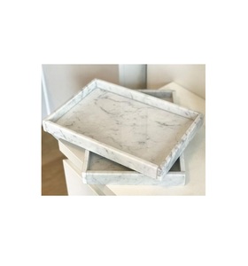 Bandeja de mármol de gran calidad con asas de metal de proveedores mayoristas, bandeja de mármol de tamaño y forma personalizada de diseño clásico - Product Image 4