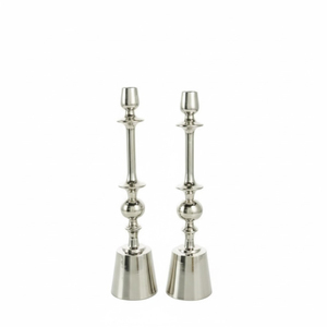 Ensemble de 2 bougeoirs en métal doré vintage, design moderne à tige fine, bougeoir pour décoration de mariage - Product Image 4