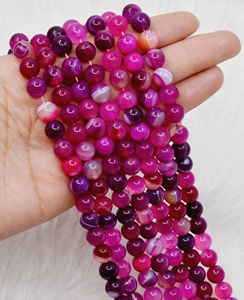 Premium Natural Healing Banded AgatePink 8mm <b>Stone</b> Beads Round for Meditation Fashion Jewelry - Product Image 1