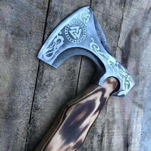 Thewizcrafts Handmade High Carbon Steel Viking <b>Axe</b> High Quality Sharpness <b>Wood</b> Hatchet with Leather Sheath Ready to Use - Product Image 4