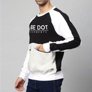 Wholesale Men's Color Block Crew Neck <b>Oversized</b> Pullover <b>Sweatshirt</b> 100% Cotton Knitted <b>Vintage</b> Casual Breathable Autumn - Product Image 3