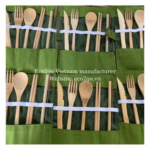 Ensemble de couverts en bambou réutilisables de qualité supérieure pour mariage pouvant graver le logo et l'emballage avec un sac en toile à bon prix par ECO2GO - Product Image 5