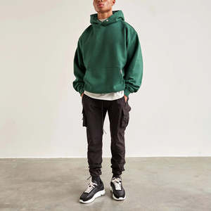 Blanc noir poids lourd 500 gsm français éponge surdimensionné personnalisé sweat à capuche court hommes pull Street Wear à capuche unisexe - Product Image 2