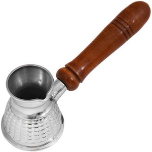 Cafetera de Metal de latón con mango de madera, cafetera de plata turca, griega, árabe, pequeña, 12 Oz - Product Image 4