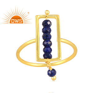 Meilleure vente Bague empilable en argent sterling plaqué or 18 carats avec perles de lapis lazuli naturel Fabricant de bijoux personnalisé - Product Image 1