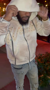 Sweats à capuche tendance et confortables avec strass pour hommes, meilleur prix, emballage personnalisé, sweats à capuche respirants avec fermeture éclair - Product Image 4