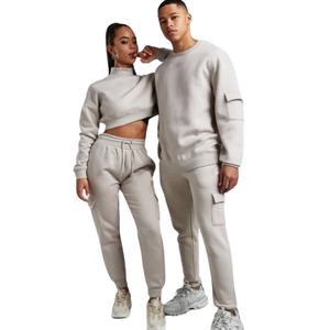 Sudaderas con capucha Ropa de mujer Trajes de sudor Jersey Recortado Chándal 2 piezas Joggers de manga larga Conjunto de pantalones de chándal gruesos - Product Image 3