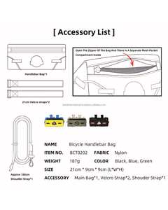 Sacs de guidon de vélo unisexes imperméables, accessoire de vélo unisexe, sac de rangement rembourré pour vélo, sacs de selle pour vélo de route - Product Image 2