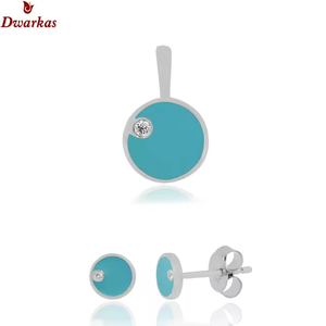 Venta al por mayor de lujo 925 plata esterlina chapado en oro CZ piedra preciosa blanca colgante anillo conjunto para mujeres regalo de boda joyería - Product Image 6
