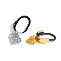 Venta al por mayor de acero inoxidable brazalete envoltura corazón encanto Cola de Caballo lazos para el cabello para las mujeres