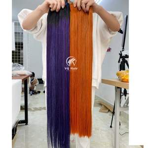 Extensiones de cabello humano virgen recto de color naranja jengibre Paquetes de cabello vietnamita con cierre frontal de encaje - Product Image 2