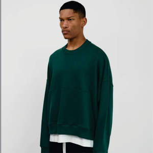 Sweat de luxe à col montant de haute qualité Sweat-shirt en coton biologique lourd Sweat-shirt à col rond surdimensionné vierge avec logo personnalisé - Product Image 3