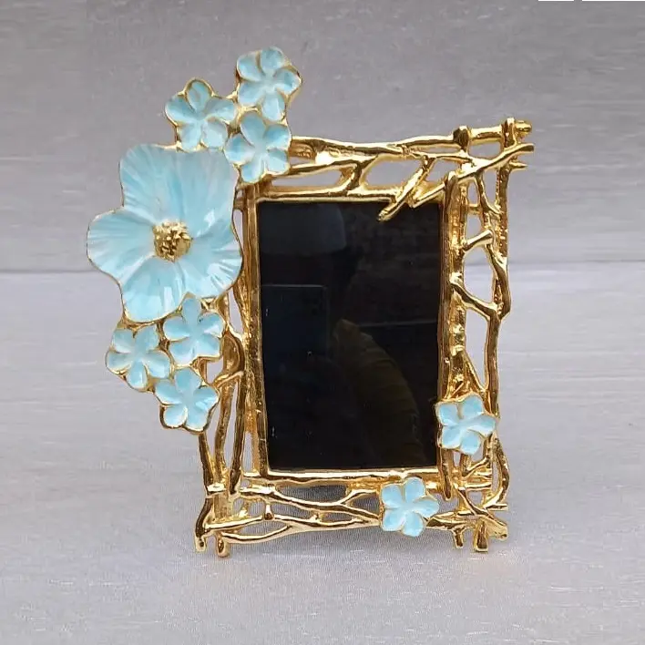 Lüks dekore fotoğraf çerçevesi alüminyum altın bitirme tasarımı çerçeve ile renkli çiçek tasarım resim çerçevesi satılık