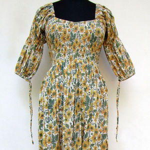 Kaftan de algodón hecho a mano Maxi vestido para mujer último diseño Floral ropa de playa Mini estilo corto con encaje decoración Botón Ajuste - Product Image 1