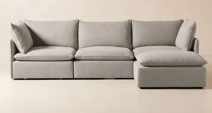 Moonlit 4-mảnh Modular màu xám hiệu suất vải sofa cắt