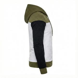 เสื้อฮู้ดดี้ผู้ชายแบบมีซิป สีตัดต่อ แขนยาว มีเชือกผูก ผลิตแบบ OEM ขายส่ง - Product Image 3