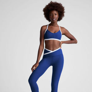 Conjunto de mujer azul de alta exigencia, ropa deportiva atlética, ropa deportiva para gimnasio, sujetador de entrenamiento y mallas, ropa de Yoga, conjunto de 2 piezas para mujer - Product Image 2