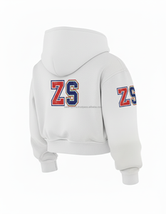 Sudadera gruesa con cremallera de invierno 460 GSM, forro polar pesado, mezcla de poliéster y algodón suave, color blanco, sudaderas básicas con logotipo de chenilla personalizado - Product Image 4