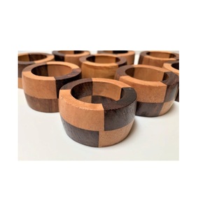 Rond de serviette en bois rond Décoration de table à manger Nous Dding Party and Household Rond de serviette en bois - Product Image 2