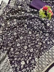 Royal Look diseñador indio étnico seda Sari último tradicional exclusivo elegante fiesta Nupcial desgaste con blusa para mujer chica - Product Image 6