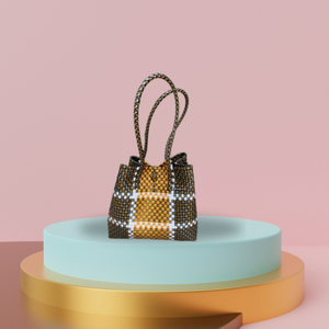 Fourre-tout en plastique recyclé fait à la main pour femmes de qualité supérieure sac à bandoulière technique tissé pour faire du shopping pour adultes - Product Image 6