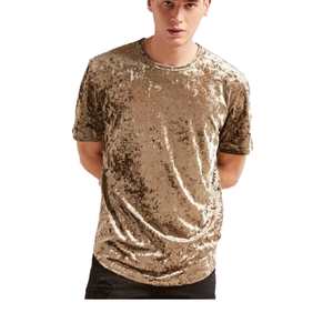 New Custom Made Shinny Fashion Velvet Velour T <b>Shirt</b> Crew Neck Short Sleeves <b>Working</b> Outdoor Blank <b>Mens</b> Hot Sale OEM Summer Wear - Product Image 1