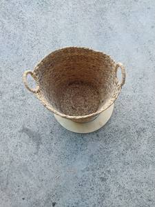 Sustainable Natural Seagrass Wicker Storage Basket Flexible Household <b>Accessory</b> for Clothing Waste Management Water Hyacinth - Product Image 6