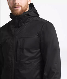 100% Polyester taffetas imperméable à manches longues col montant veste de pluie noir haute rue Style pour l'hiver saison des pluies - Product Image 5