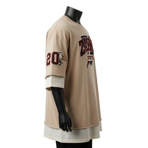 Camiseta de algodón de doble capa para hombre, estilo streetwear, con logo termotransferible, 100% algodón, corte holgado, estampada. - Product Image 3