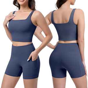 Nuevo estilo Diseño personalizado Logo Sublimación Imprimir 3 piezas Entrenamiento Yoga Conjuntos para mujeres Cintura alta Legging Shorts Yoga Sujetador deportivo - Product Image 2