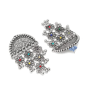 Fabricación India Diseñador exclusivo Moda Latón oxidado Flor Multicolor Collar joyería Fiesta de aniversario Desgaste - Product Image 4