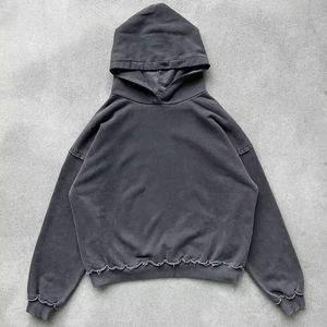 New arrival Manufacturers Custom <b>Oversized</b> Boxy Fit Cropped Acid Wash Distressed <b>Hoodie</b> Plain Dyed Street Wear for Winter season - Product Image 4