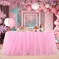 Saias de mesa de tutu, retângulo pastel tutu, toalha de festa 6ft rosa, de tule