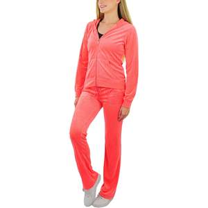 Conjunto Deportivo de Dos Piezas para Mujer, Sudadera con Capucha y Cremallera, Pantalones de Terciopelo, Estilo Casual y Deportivo - Product Image 3