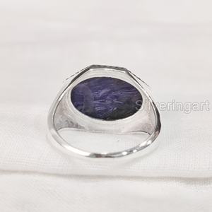 Nouvelle bague exclusive pour hommes naturel violet Charoite pierre précieuse bague de naissance toutes tailles bijoux de fête arabe bague en argent Sterling 925 - Product Image 5