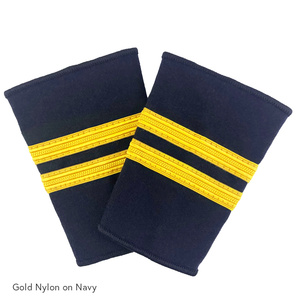 Dua Bar Pilot Epaulets - Papan bahu pertama dengan <span class=keywords><strong>2</strong></span> bar anyaman nilon emas di atas latar belakang hitam. - Product Image 3
