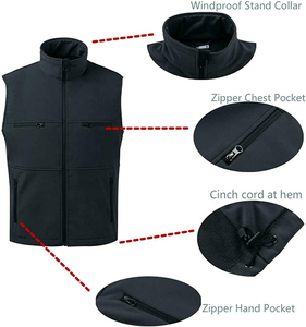 Haute Qualité Conception Personnalisée Softshell Gilet Conception Professionnelle Top Qualité Respirant En Gros Personnalisable Hommes Softshell Gilet - Product Image 3