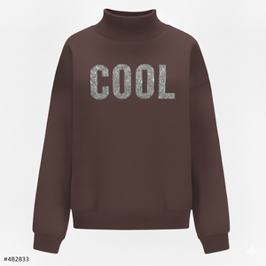 Sweat-shirt oversize à col montant pour femme, décontracté, pull ample, streetwear, haut tendance pour un confort douillet - Product Image 1