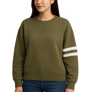 Grande taille col rond 80% coton 20% polyester couleur unie pull écologique hiver goutte épaule blanc rayure spirale école - Product Image 5