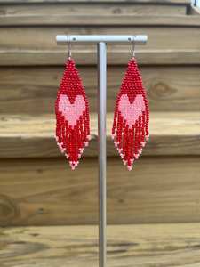 Pendientes de cuentas bohemias con diseño turquesa y flecos en cascada, regalo de joyería único, modelo de artesanía MS, cuentas de vidrio de dos piezas - Product Image 2