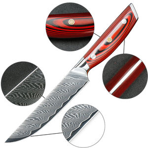 Juego de 4 Cuchillos para Carne de Primera Calidad de 5 Pulgadas, Acero de 67 Capas con Mango Rojo VG10 para Pan y Cocina - Product Image 6