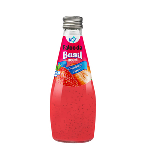 Proveedor mayorista de Vietnam Botella de vidrio de 290 ml Bebida de semilla de albahaca con sabor a fresa Etiqueta privada Muestra gratis Diseño gratis - Product Image 1