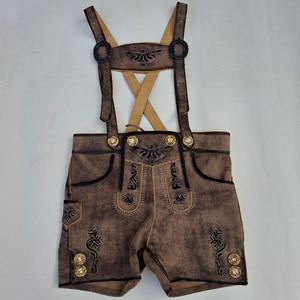 Nouveau design Broderie chic Look authentique avec de beaux boutons Short en cuir de Bavière uni à motif solide - Product Image 1