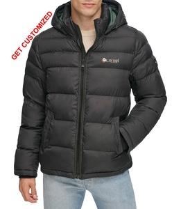 Customized XL <b>Soft</b> <b>Shell</b> Polyester Puffer <b>Jacket</b> High Quality Winter Canvas Non-Shine <b>Hooded</b> Zipper Casual Logo OEM Service - Product Image 1