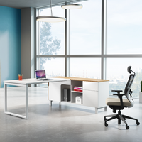 Patron moderne et simple travaillant en bois Table de bureau en L Bureau de direction avec tiroir à assembler Mobilier de bureau